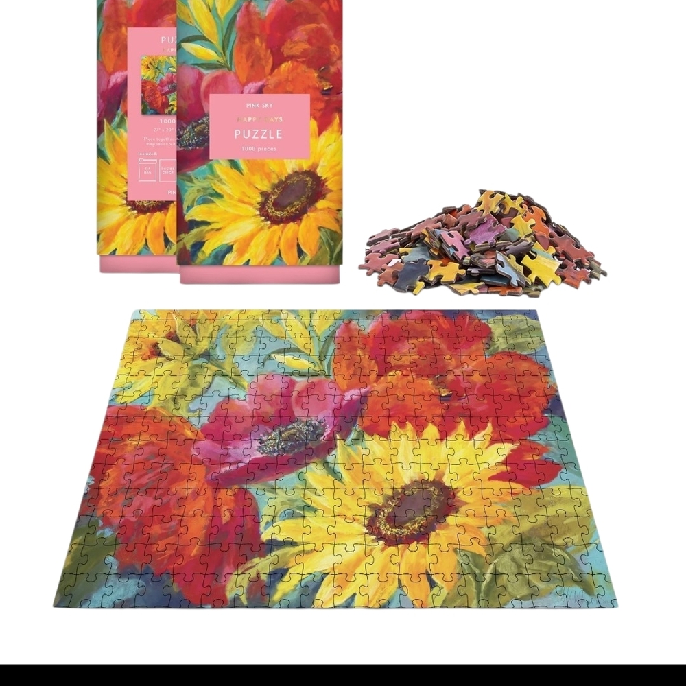Floral Sunflower & Poppy 1000-Piece Puzzle by pink sky brand new in the box